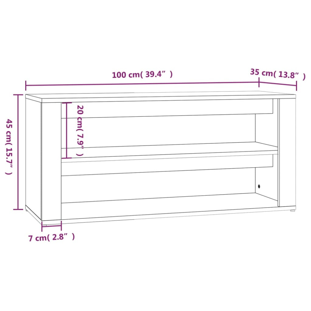 Produktbild för Skohylla vit 100x35x45 cm konstruerat trä