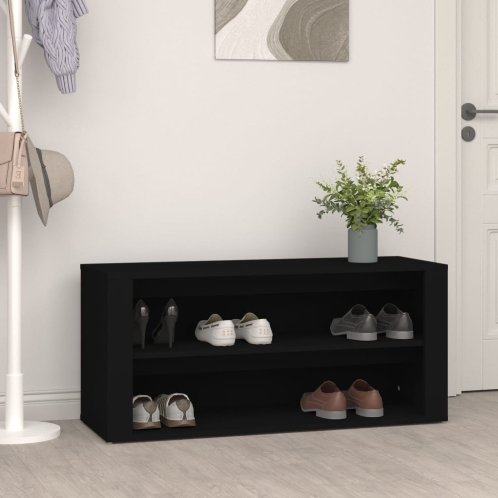Produktbild för Skohylla svart 100x35x45 cm konstruerat trä