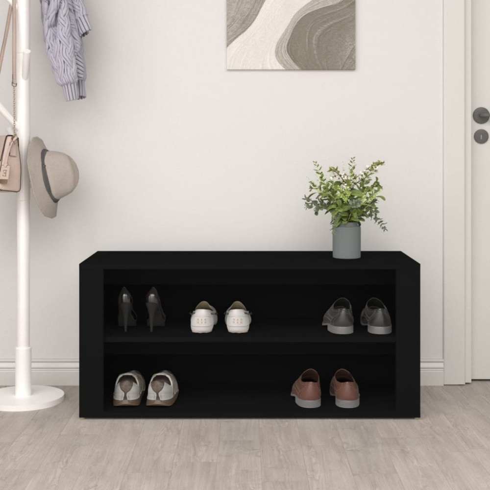 Produktbild för Skohylla svart 100x35x45 cm konstruerat trä