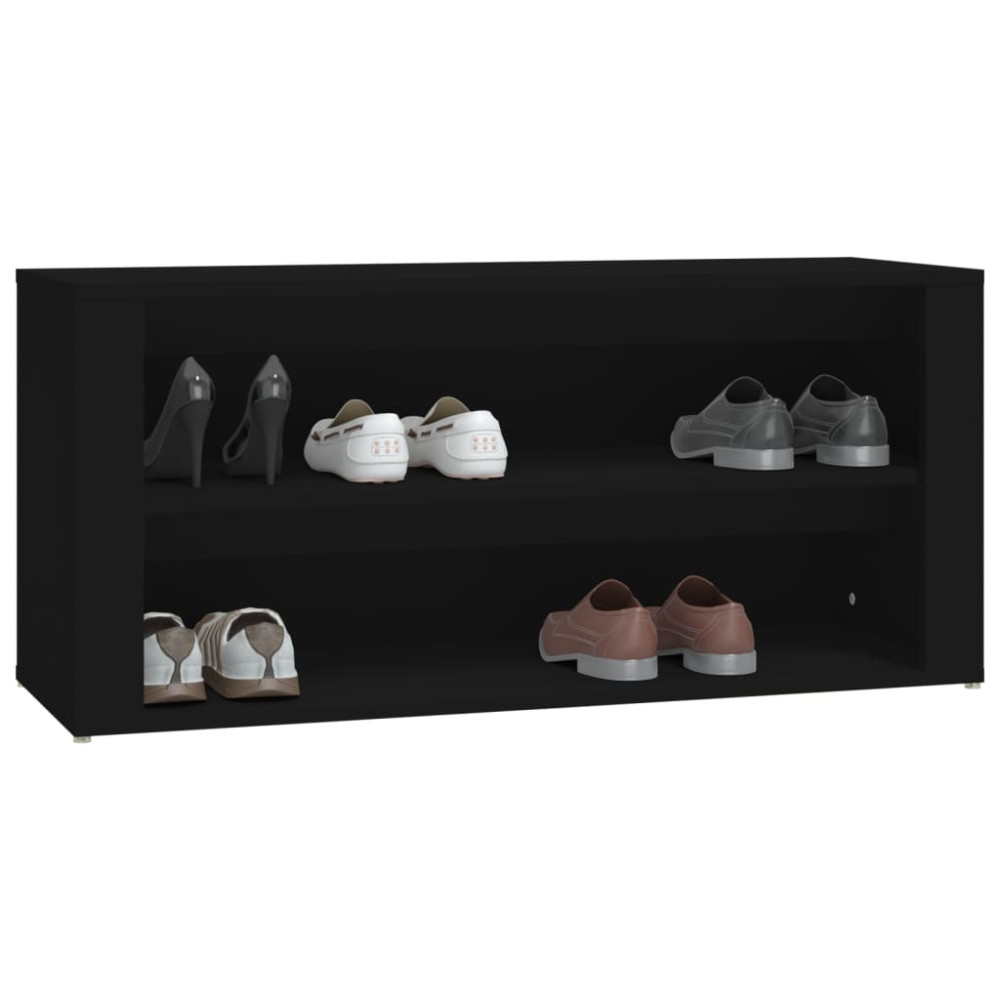 Produktbild för Skohylla svart 100x35x45 cm konstruerat trä