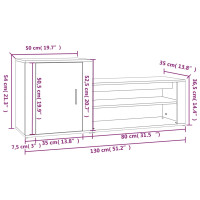 Produktbild för Skoskåp vit högglans 130x35x54 cm konstruerat trä