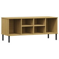Produktbild för Skohylla med metallben OSLO brun 106x35x45 cm massivt trä