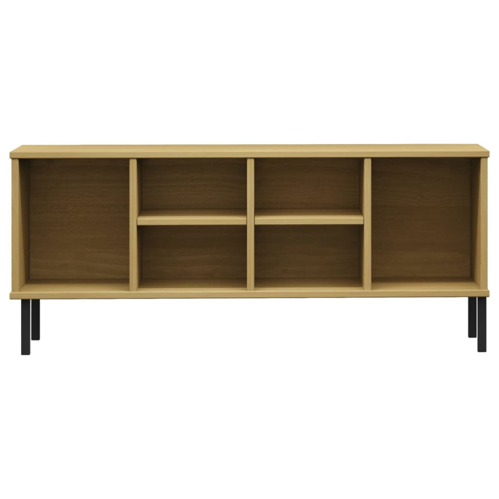 Produktbild för Skohylla med metallben OSLO brun 106x35x45 cm massivt trä