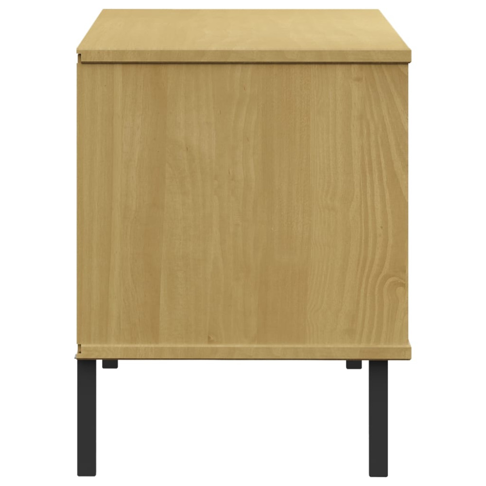 Produktbild för Skohylla med metallben OSLO brun 106x35x45 cm massivt trä