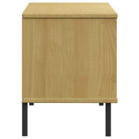 Produktbild för Skohylla med metallben OSLO brun 106x35x45 cm massivt trä