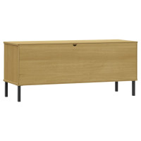Produktbild för Skohylla med metallben OSLO brun 106x35x45 cm massivt trä