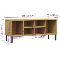 Produktbild för Skohylla med metallben OSLO brun 106x35x45 cm massivt trä
