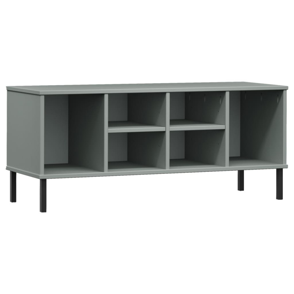 Produktbild för Skohylla med metallben OSLO grå 106x35x45 cm massivt trä