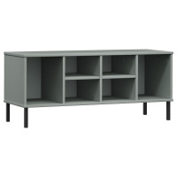 Produktbild för Skohylla med metallben OSLO grå 106x35x45 cm massivt trä