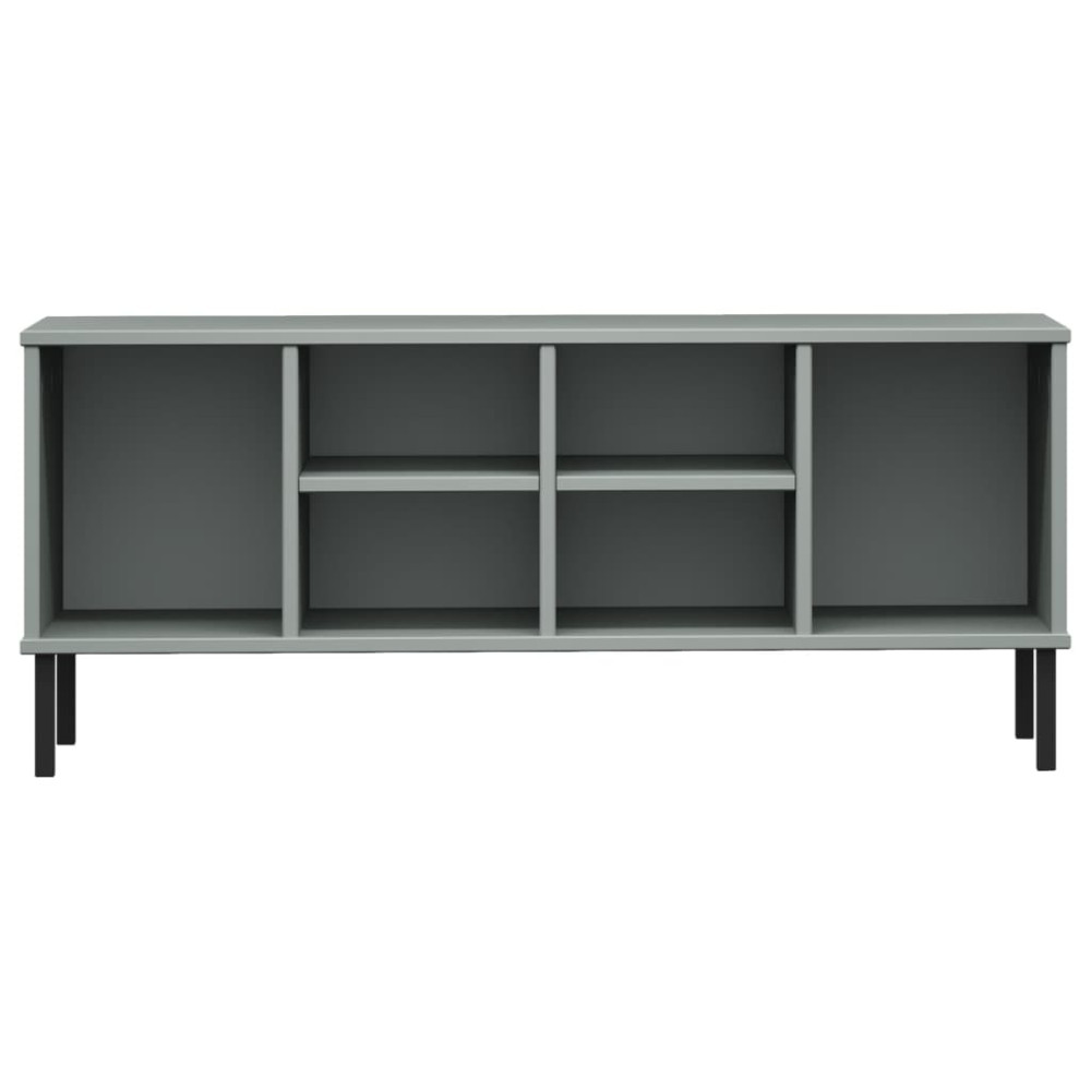 Produktbild för Skohylla med metallben OSLO grå 106x35x45 cm massivt trä