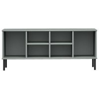 Produktbild för Skohylla med metallben OSLO grå 106x35x45 cm massivt trä