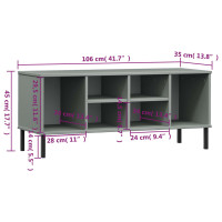 Produktbild för Skohylla med metallben OSLO grå 106x35x45 cm massivt trä