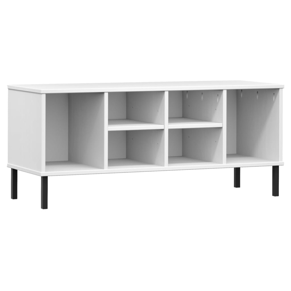Produktbild för Skohylla med metallben OSLO vit 106x35x45 cm massivt trä