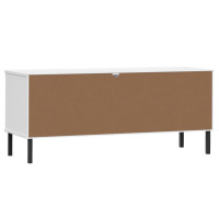 Produktbild för Skohylla med metallben OSLO vit 106x35x45 cm massivt trä
