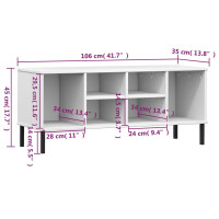 Produktbild för Skohylla med metallben OSLO vit 106x35x45 cm massivt trä