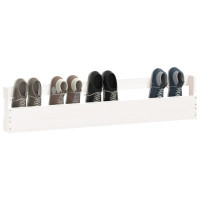 Produktbild för Väggmonterade skoställ 2 st vit 110x9x23 cm massivt furu