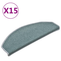 Produktbild för Trappmattor 15 st 65x24x4 cm havsblå halvrunda stora