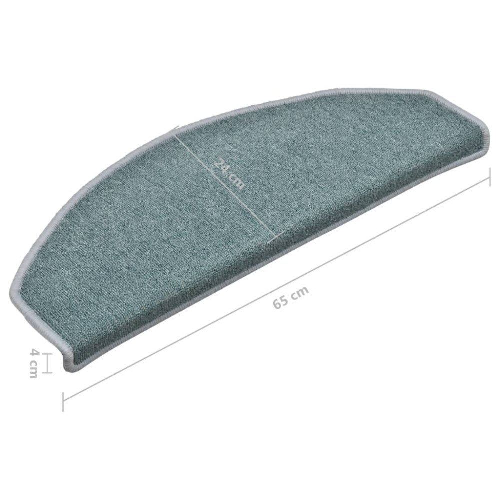 Produktbild för Trappmattor 15 st 65x24x4 cm havsblå halvrunda stora