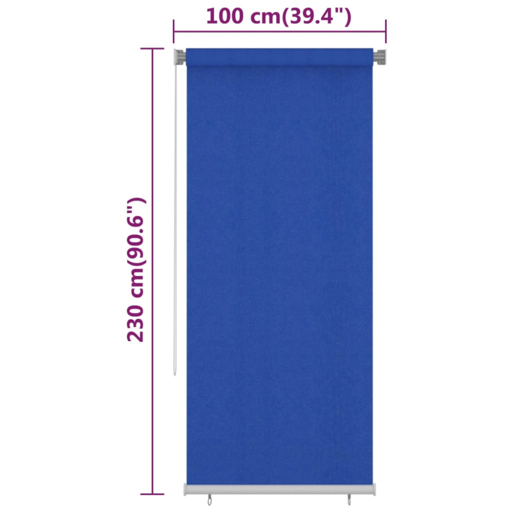 Produktbild för Rullgardin utomhus 105 (B) x 230 (H) cm blå HDPE