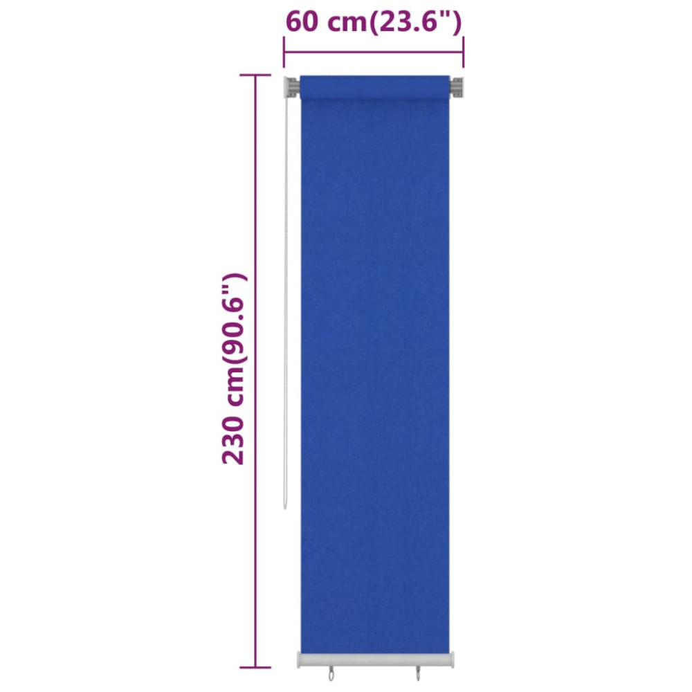 Produktbild för Rullgardin utomhus 65 (B) x 230 (H) cm blå HDPE