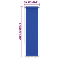 Produktbild för Rullgardin utomhus 65 (B) x 230 (H) cm blå HDPE