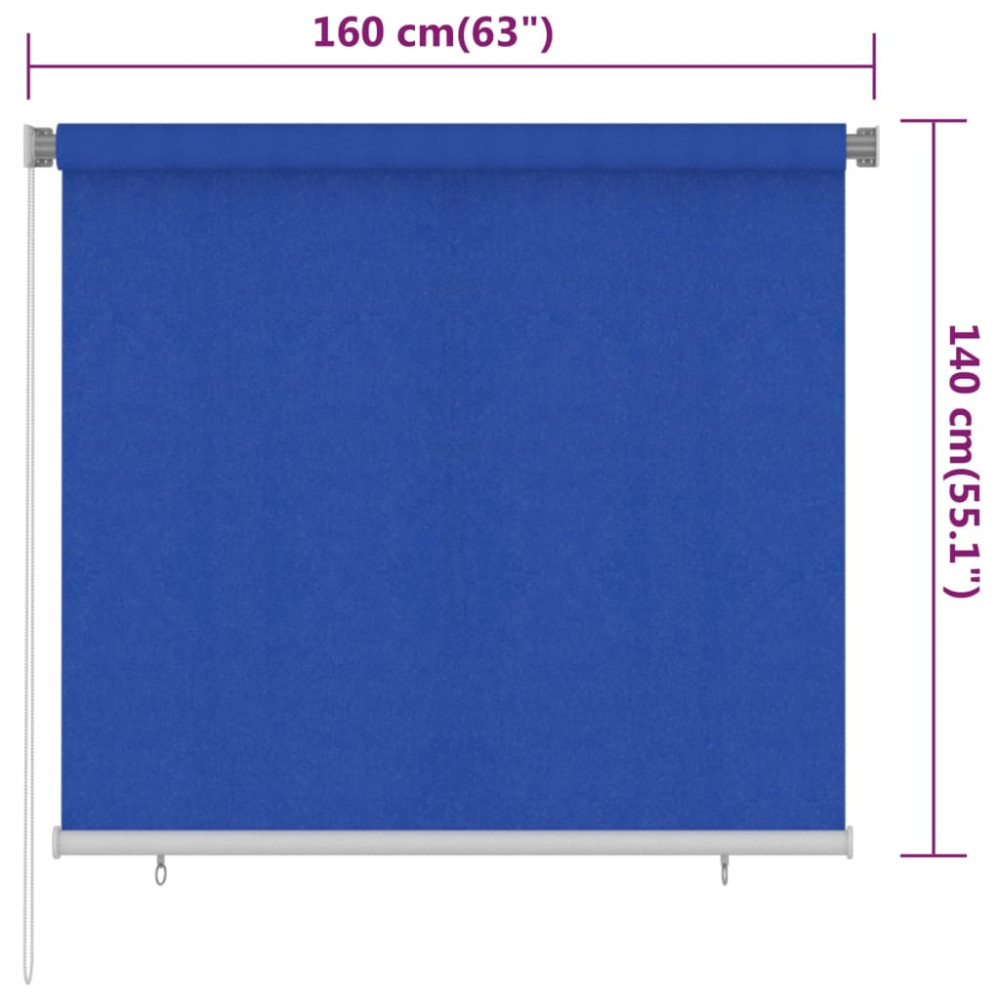 Produktbild för Rullgardin utomhus 165 (B) x 140 (H) cm blå HDPE