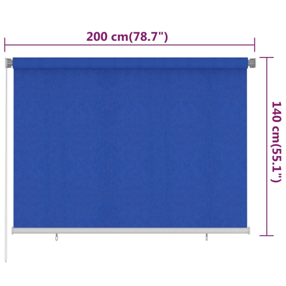 Produktbild för Rullgardin utomhus 205 (B) x 140 (H) cm blå HDPE