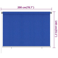 Produktbild för Rullgardin utomhus 205 (B) x 140 (H) cm blå HDPE