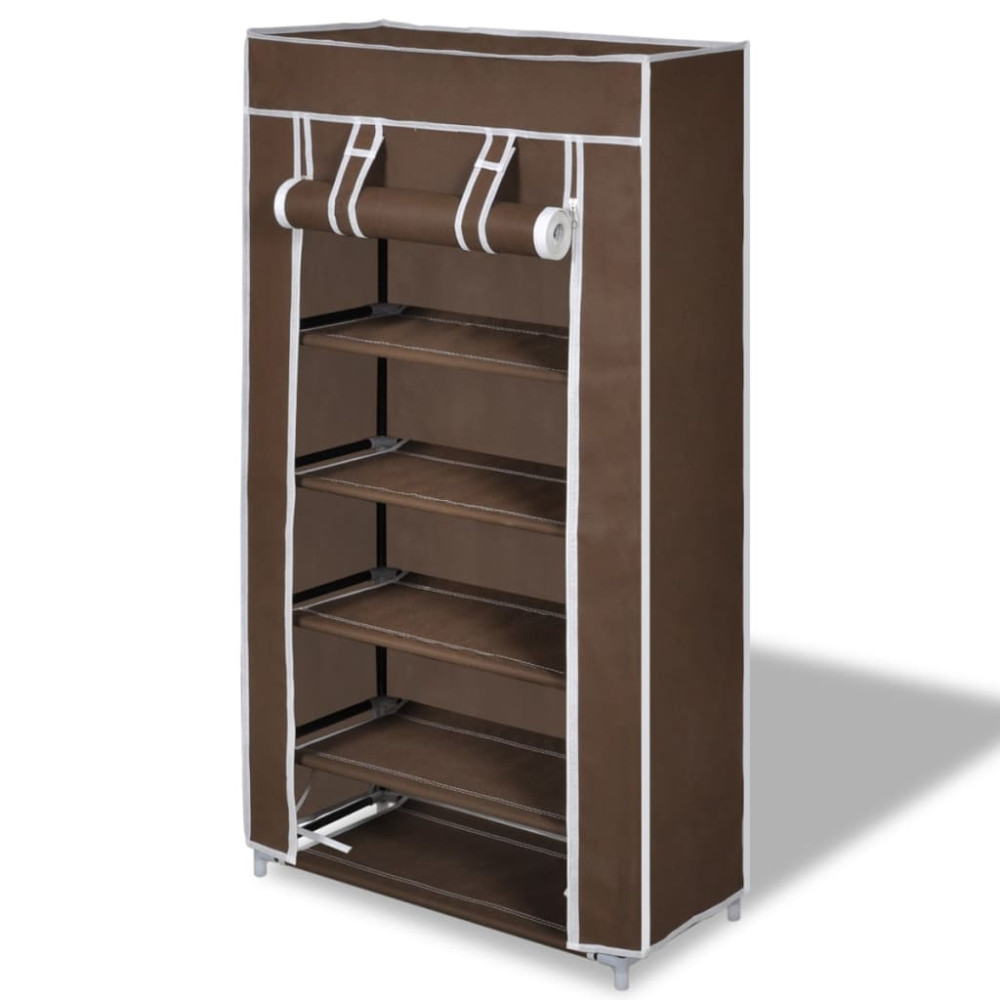 Produktbild för Skoskåp brun med överdrag 58x28x106 cm