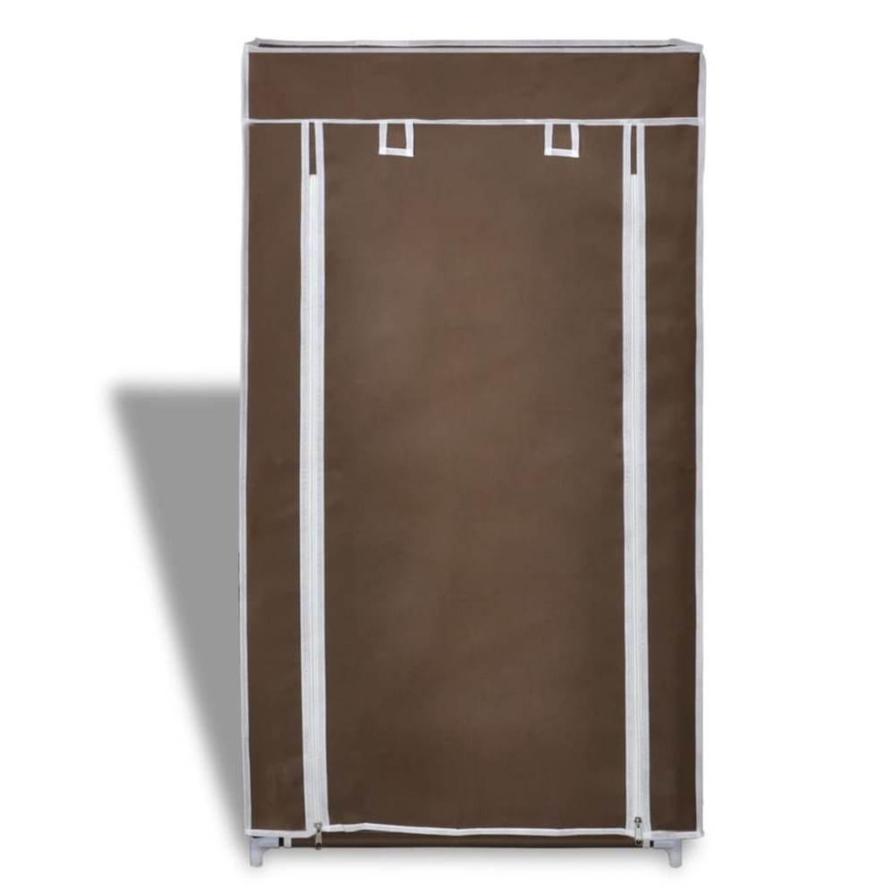 Produktbild för Skoskåp brun med överdrag 58x28x106 cm
