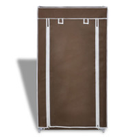 Produktbild för Skoskåp brun med överdrag 58x28x106 cm