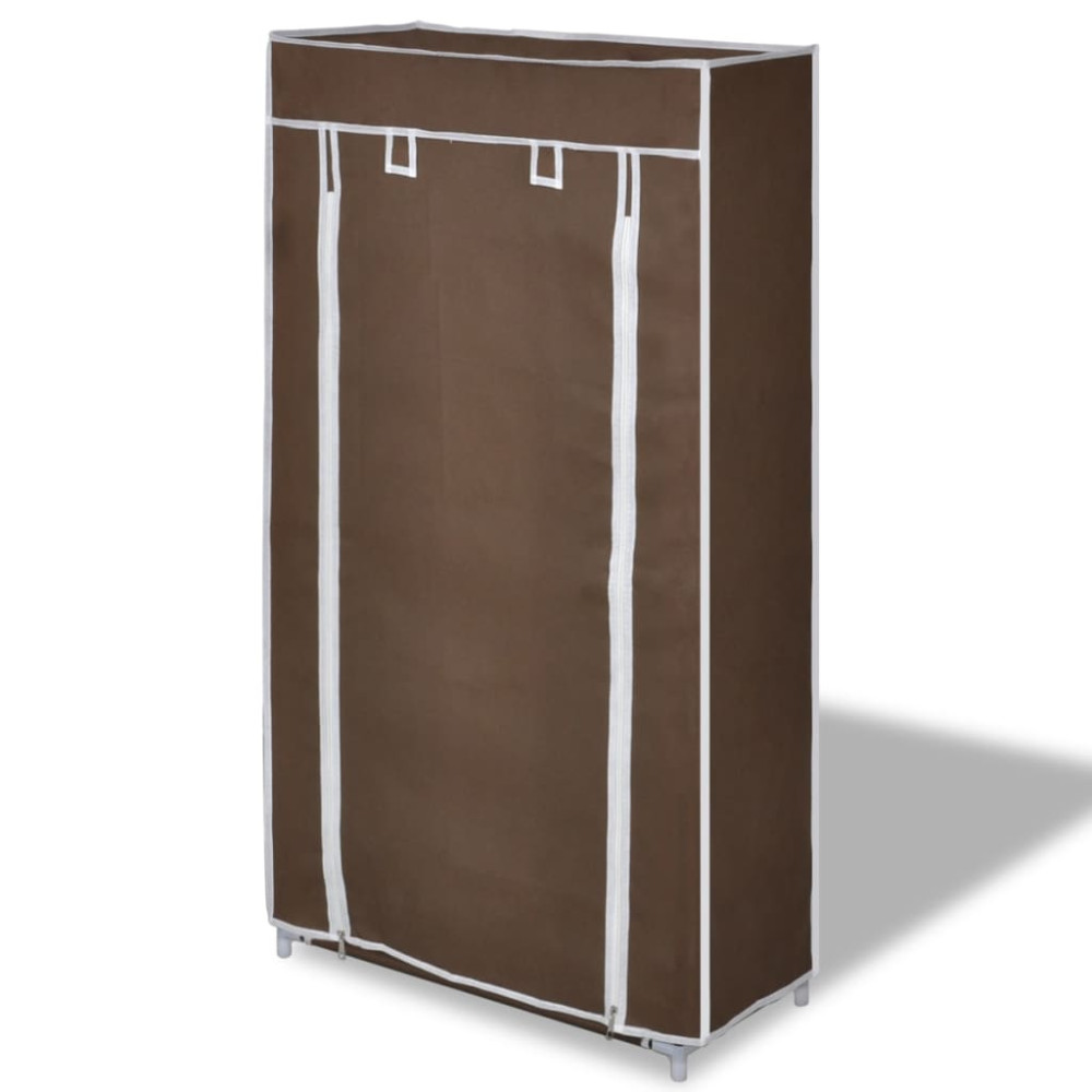 Produktbild för Skoskåp brun med överdrag 58x28x106 cm