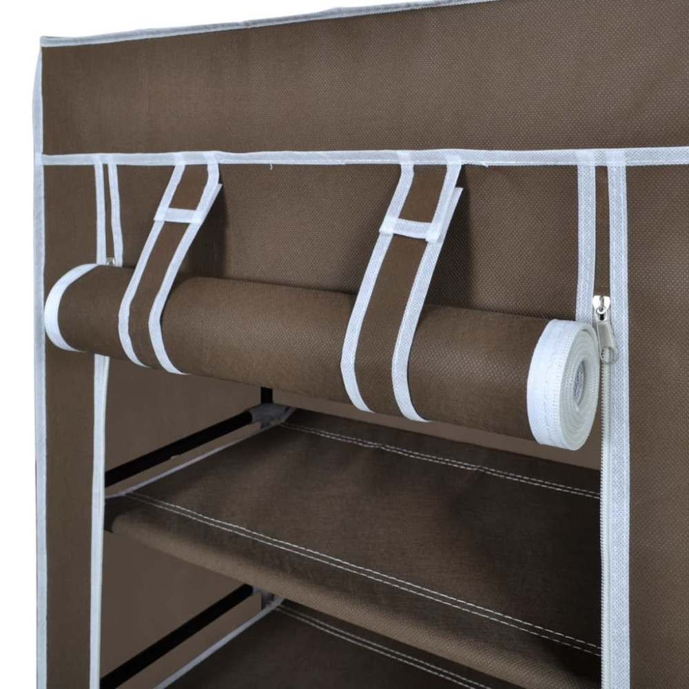 Produktbild för Skoskåp brun med överdrag 58x28x106 cm