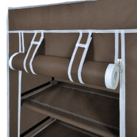 Produktbild för Skoskåp brun med överdrag 58x28x106 cm