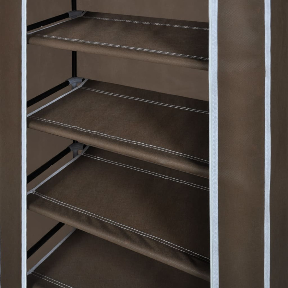 Produktbild för Skoskåp brun med överdrag 58x28x106 cm