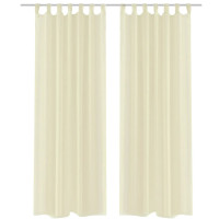 Produktbild för Genomskinlig gardin 140 x 225 cm 2-pack Creme