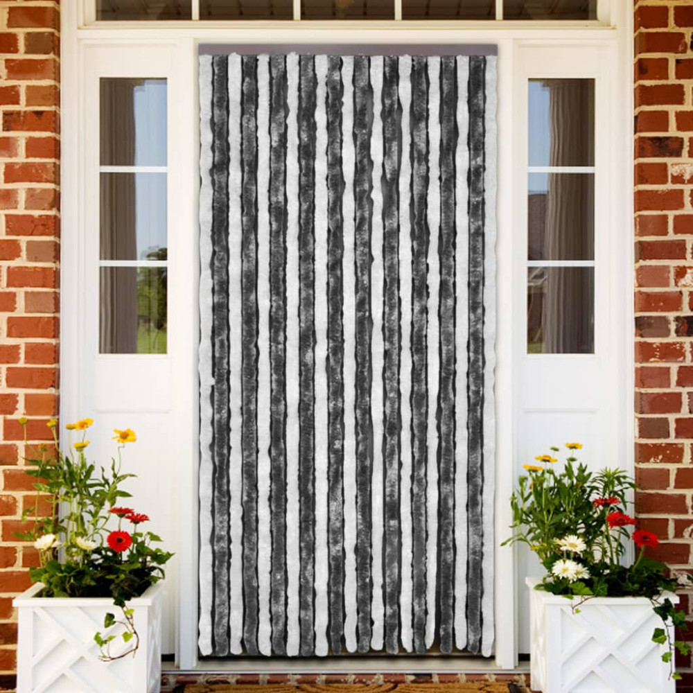 Produktbild för Insektsdraperi grå och vit 56x200 cm chenille