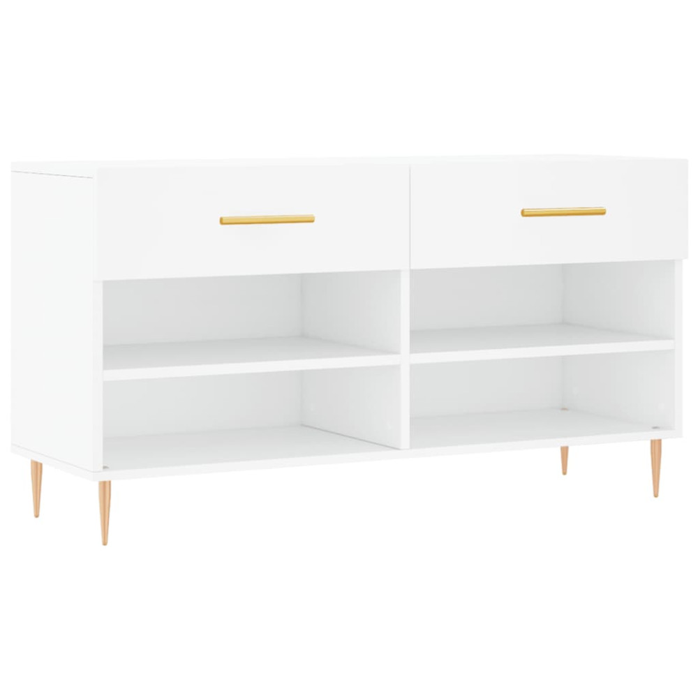 Produktbild för Skobänk vit 102x35x55 cm konstruerat trä