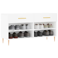 Produktbild för Skobänk vit 102x35x55 cm konstruerat trä