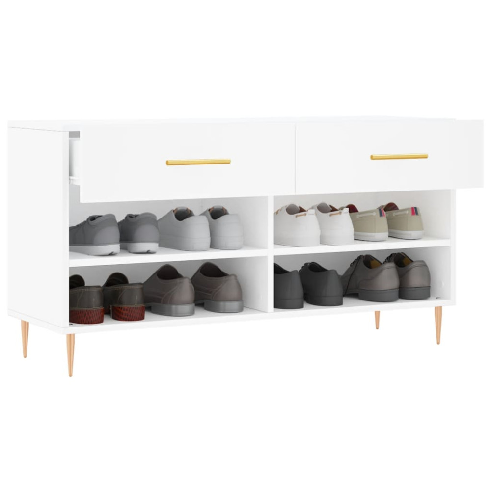 Produktbild för Skobänk vit 102x35x55 cm konstruerat trä