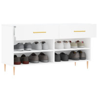 Produktbild för Skobänk vit 102x35x55 cm konstruerat trä