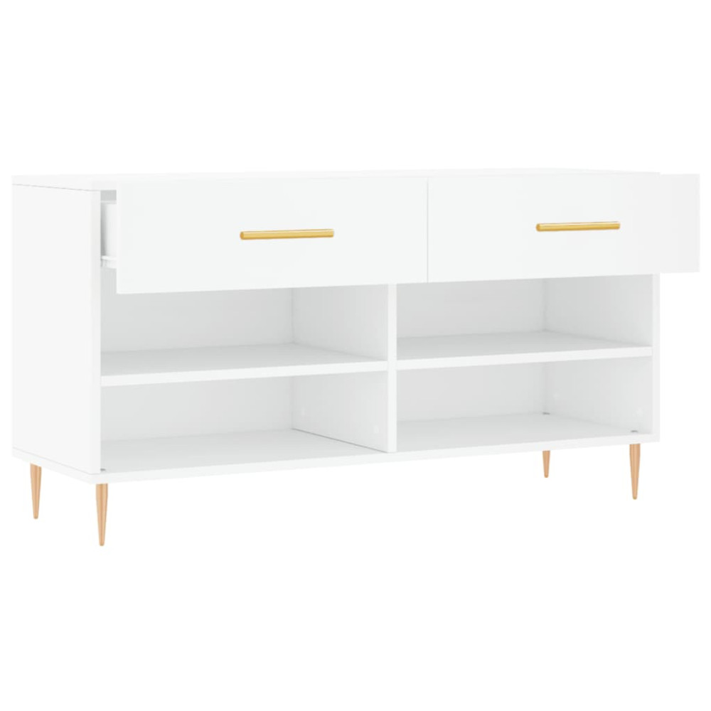 Produktbild för Skobänk vit 102x35x55 cm konstruerat trä