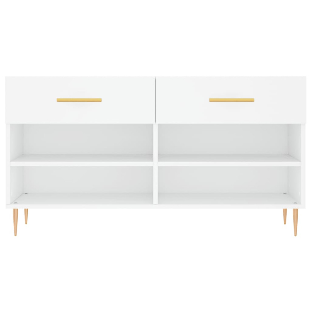 Produktbild för Skobänk vit 102x35x55 cm konstruerat trä