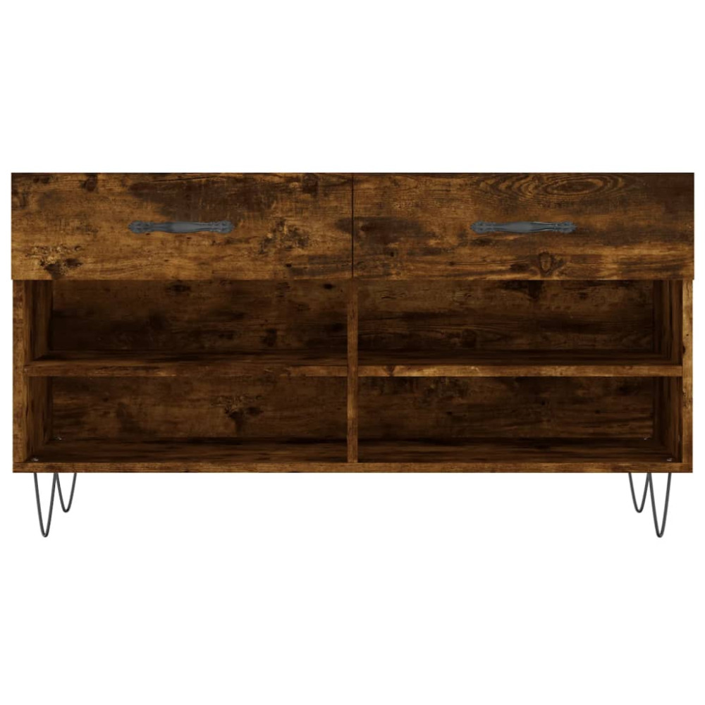 Produktbild för Skobänk rökfärgad ek 102x35x55 cm konstruerat trä