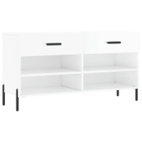 Produktbild för Skobänk vit högglans 102x35x55 cm konstruerat trä