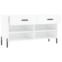 Produktbild för Skobänk vit högglans 102x35x55 cm konstruerat trä