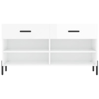 Produktbild för Skobänk vit högglans 102x35x55 cm konstruerat trä