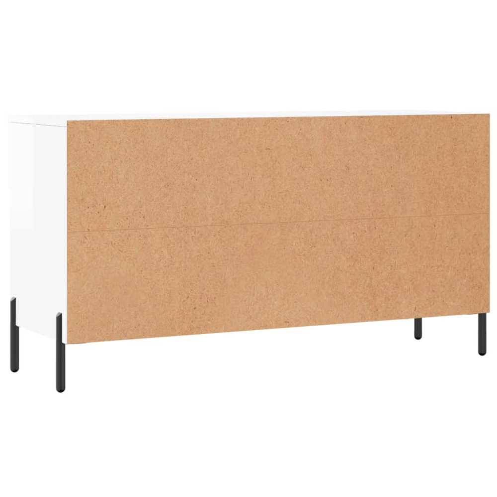 Produktbild för Skobänk vit högglans 102x35x55 cm konstruerat trä