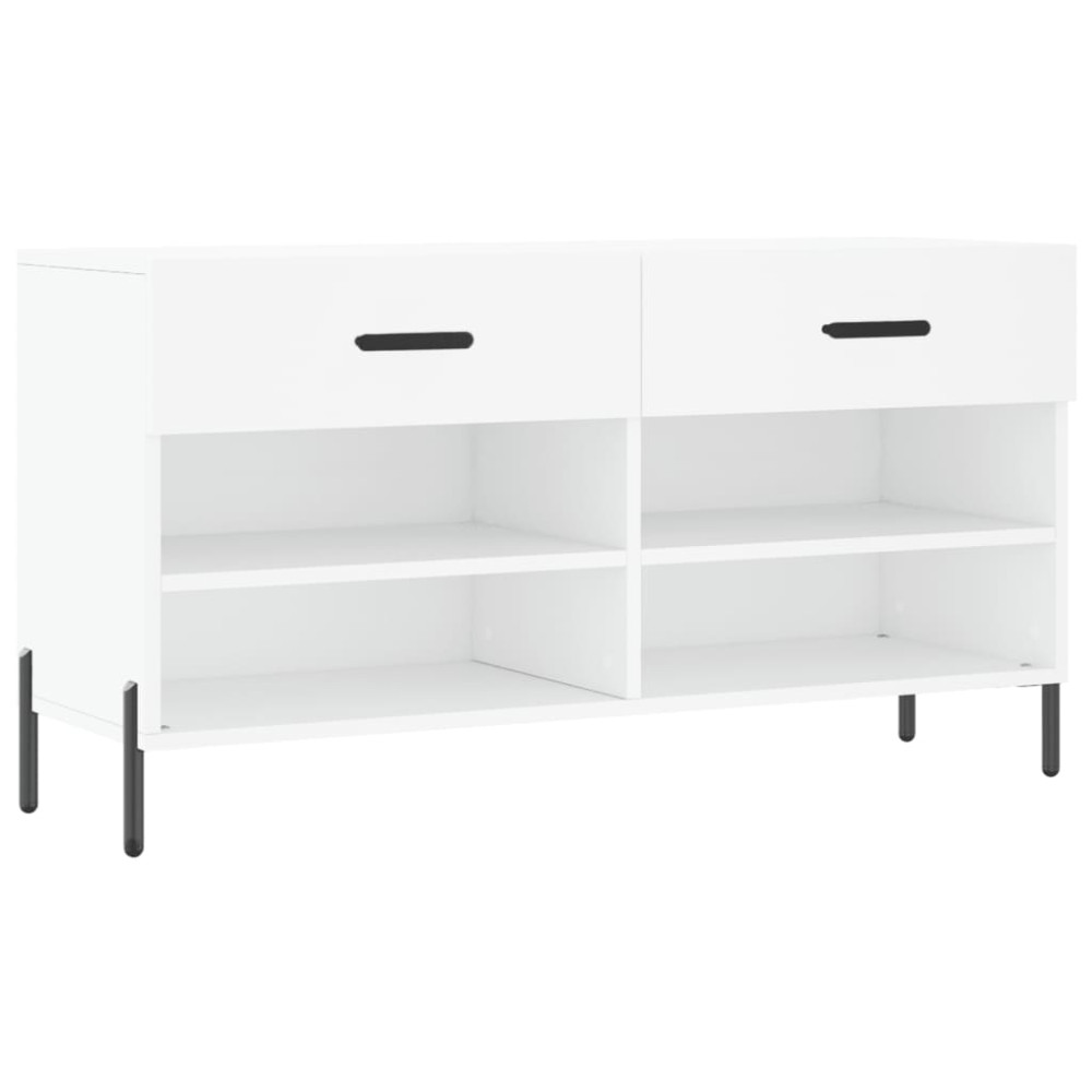 Produktbild för Skobänk vit 102x35x55 cm konstruerat trä
