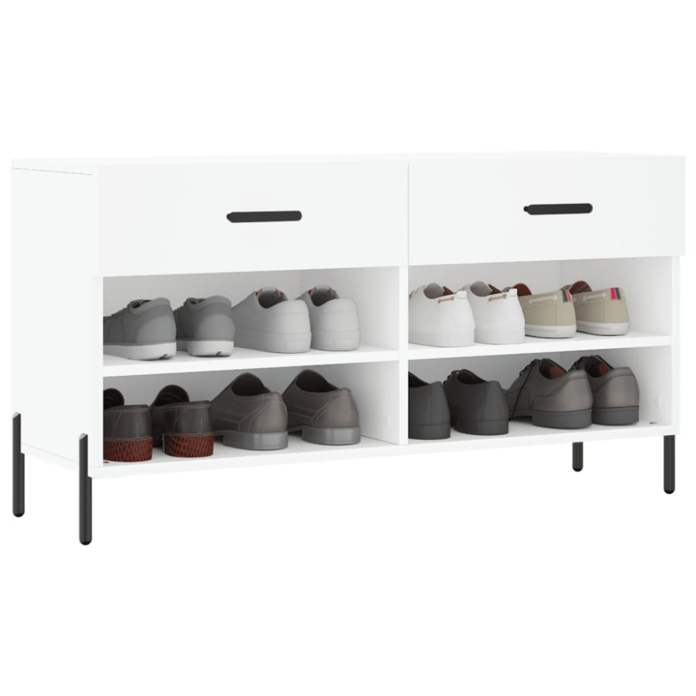 Produktbild för Skobänk vit 102x35x55 cm konstruerat trä